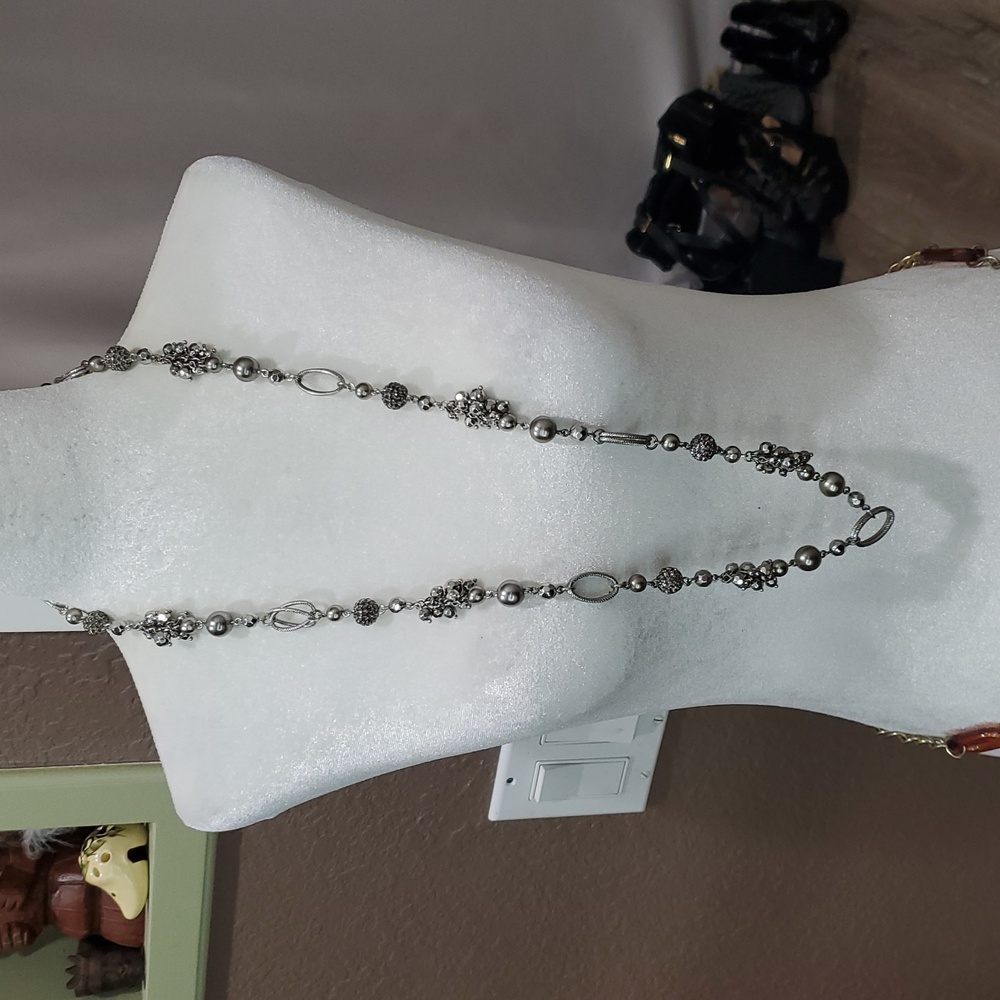 Talbert, Elegant Silver Beaded Necklace